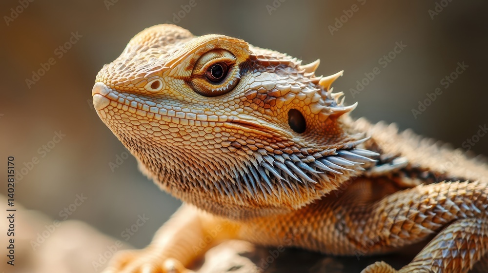 Obraz premium Close-up of a bearded dragon's head and neck.