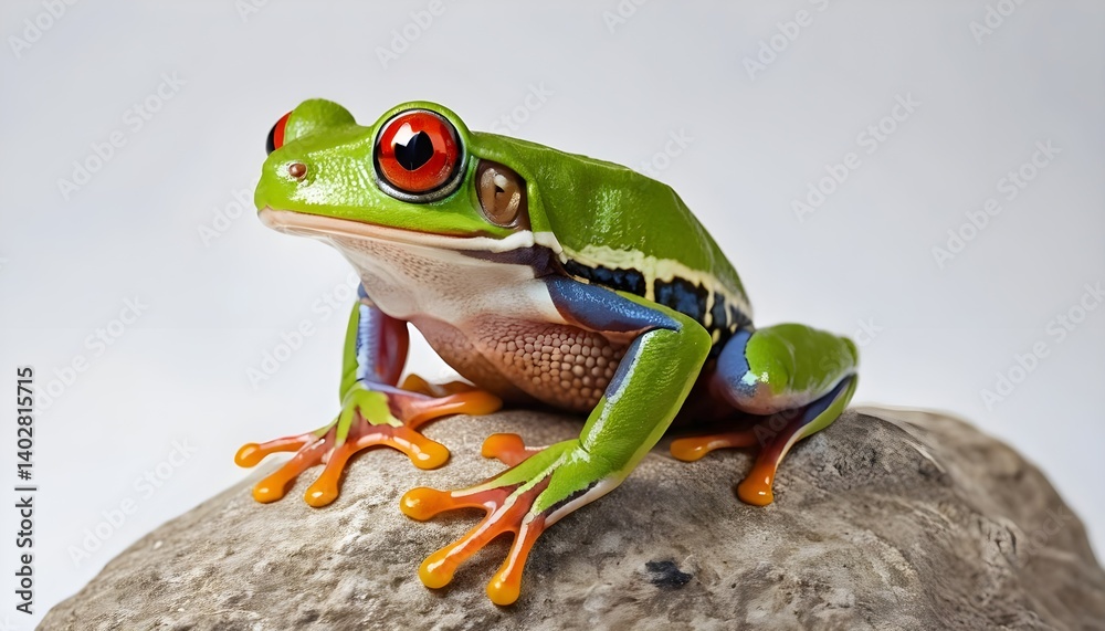 Fototapeta premium Red-eyed Tree Frog on Rock