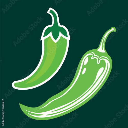Fresh green hot chili pepper collection