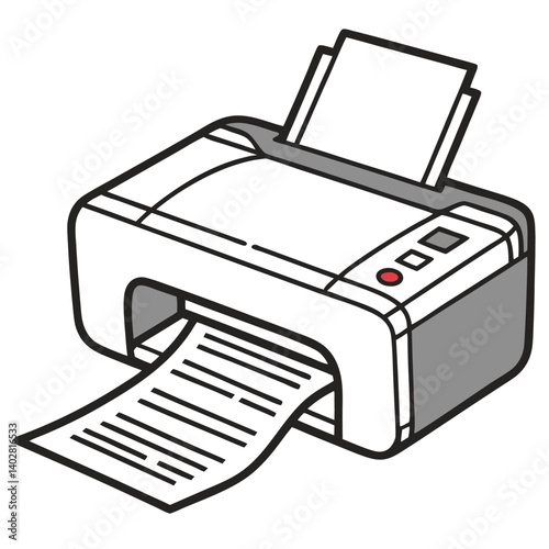 Digital laser printer vector illustration for office equipment
