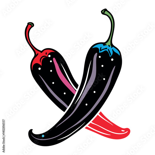 Two hot peppers vector illustration