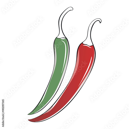 Two hot peppers vector illustration