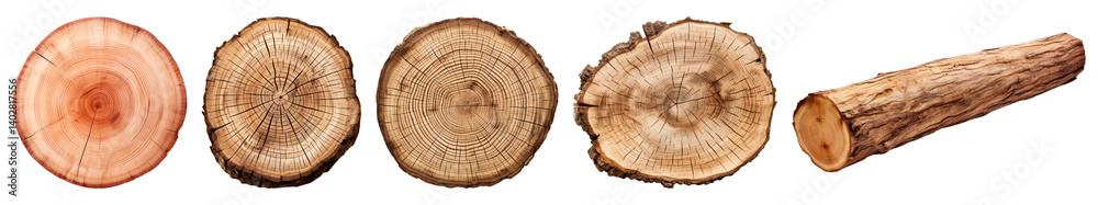 Obraz premium PNG Tree rings reveal growth history, element set on transparent background