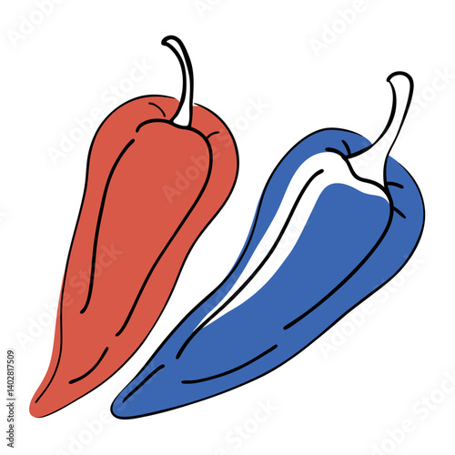 Two hot peppers vector illustration