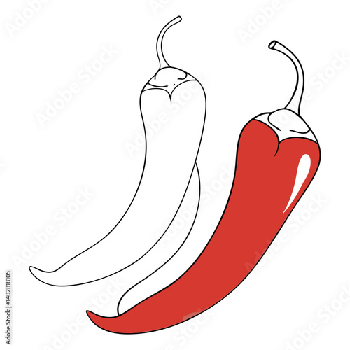 Two hot peppers vector illustration
