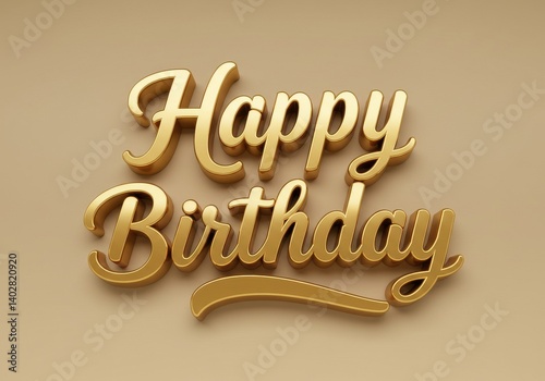 Gold happy birthday words