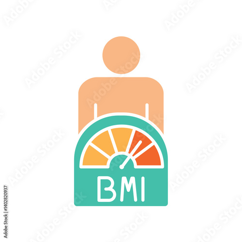 body mass index bmi color line icon for digital and print projects.