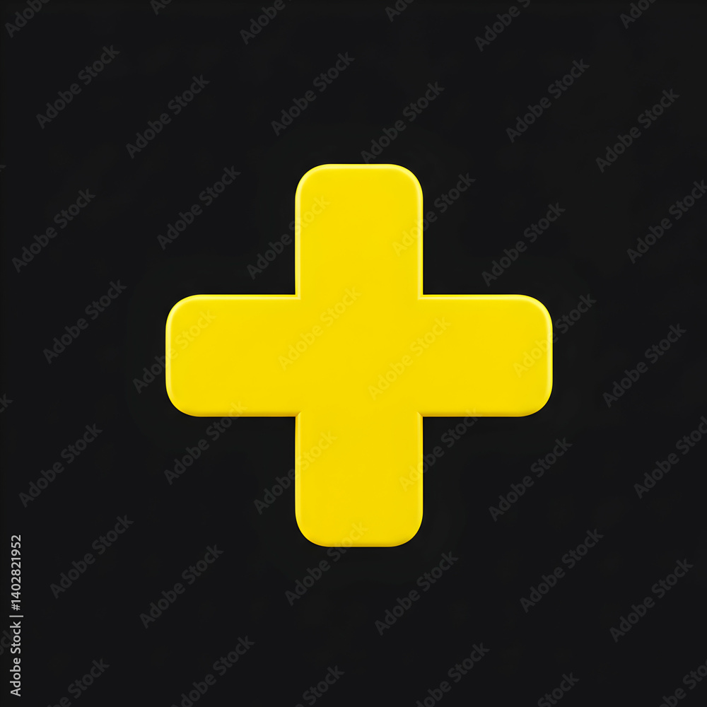 Fototapeta premium Yellow Plus Sign Icon Symbol Graphic Design
