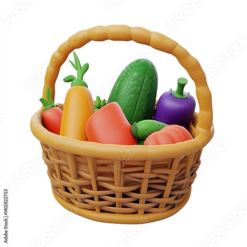 Colorful basket filled with various fresh vegetables
