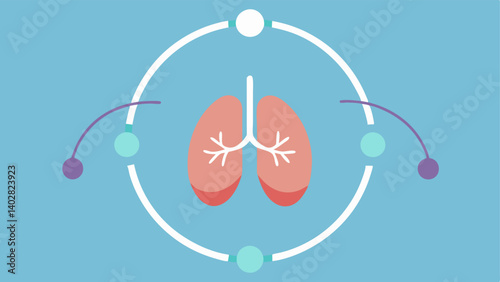 Interactive Breathing Exercise An animation of a expanding and contracting circle with a calming background. Icons of lungs and flow lines demonstrate guided breathing techniques