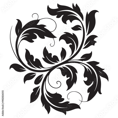 Vector Black silhouettes flourish design set. with white background
