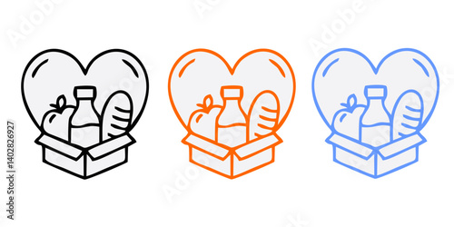 Food donation icon line style isolated on white background