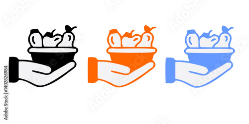 Food donation icon line style isolated on white background