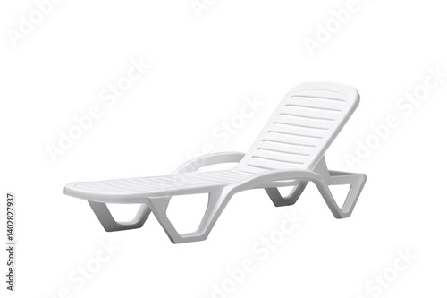 Empty white plastic beach lounger on transparent background