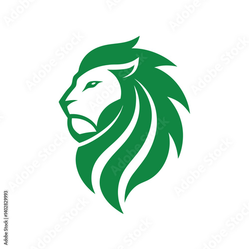 lion head logo stylized green design minimalist