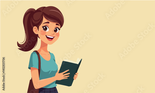 young business woman with a book