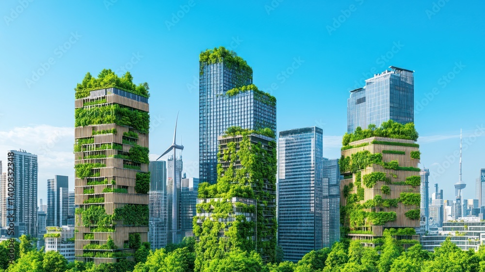 Eco-Friendly Skyscrapers in Urban Landscape Eco-Friendly Skyscrapers in Urban Landscape