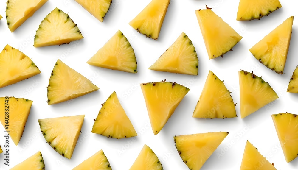 Naklejka premium Triangular Pineapple Slices on White Background