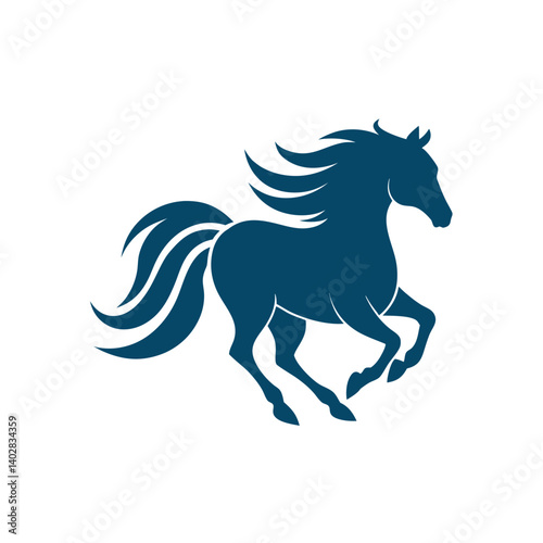 stylized black silhouette running horse flowing mane