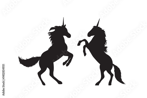 Silhouette of unicorn vector illustration on white background.