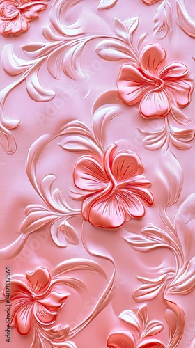 Delicate Vintage Brocade Pattern in Blush Pink