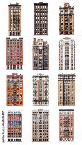 Obraz na płótnie PNG classic skyscraper element set, transparent background w salonie