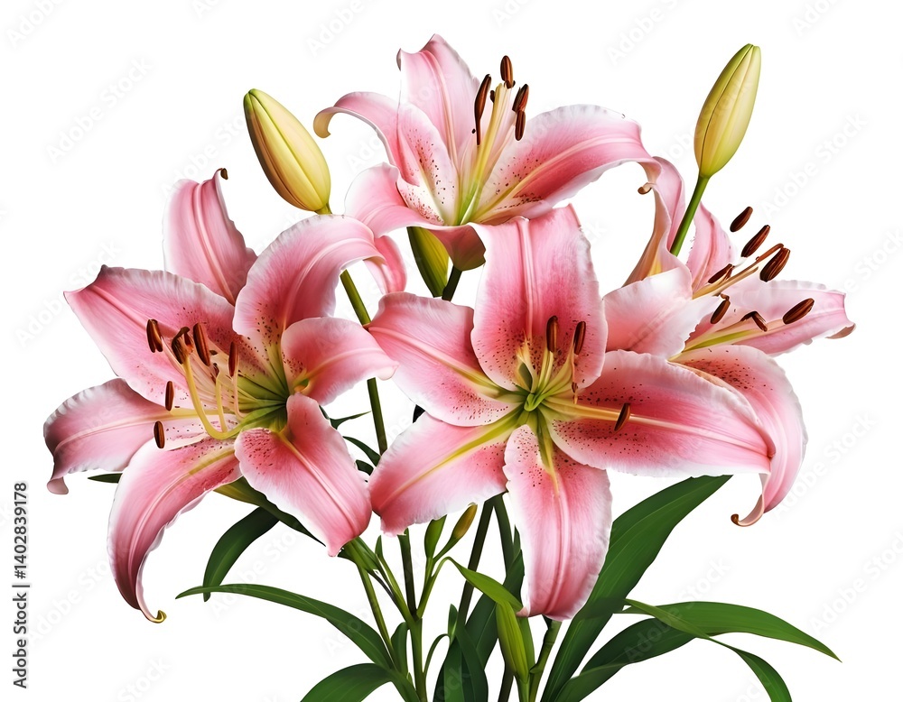 Fototapeta premium Pink Lilies Bouquet