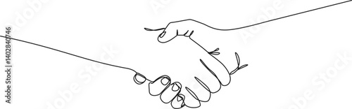 continuous single line drawing of a handshake, line art vector illustration