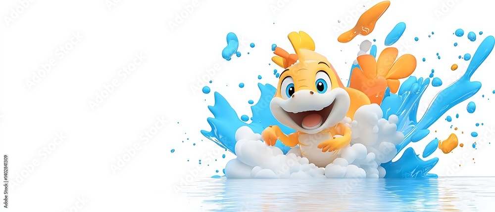 Obraz premium Cartoon Fish Splashing