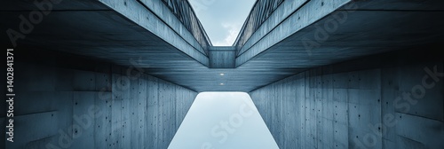 Obraz na płótnie Abstract view of concrete architecture with sky visible between the structures. w salonie