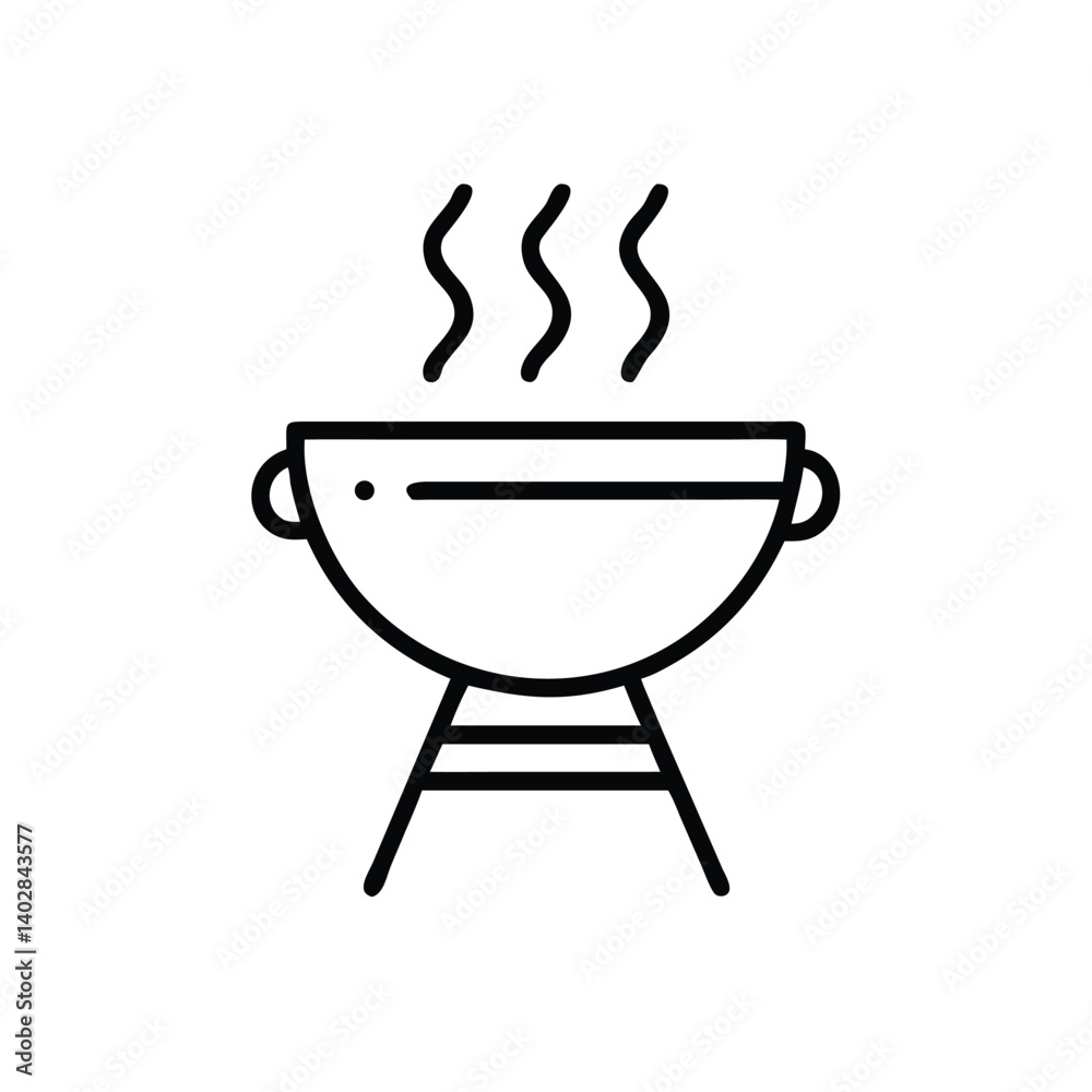 Simple Minimalist Charcoal Grill Outline Vector Illustration For Barbecue Theme Simple Minimalist Charcoal Grill Outline Vector Illustration For Barbecue Theme