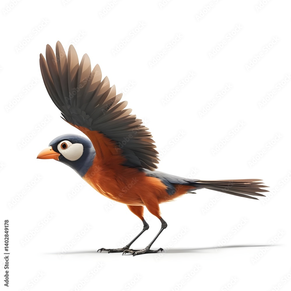 Naklejka premium Orange-breasted Bird Taking Flight