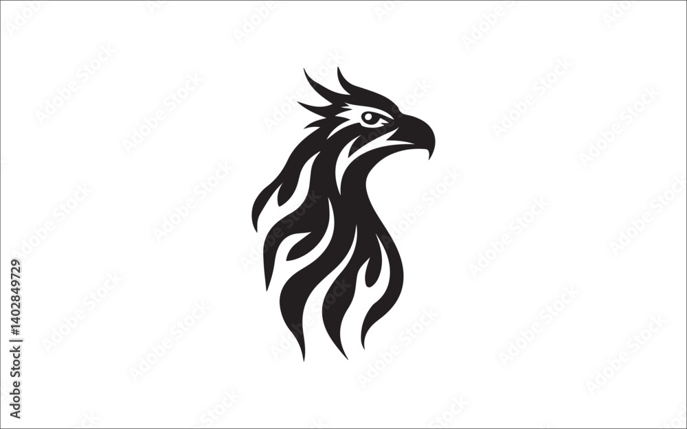 Fototapeta premium Eagle Silhouette Vector Icons: Flying Predator Bird Logos & Head Designs