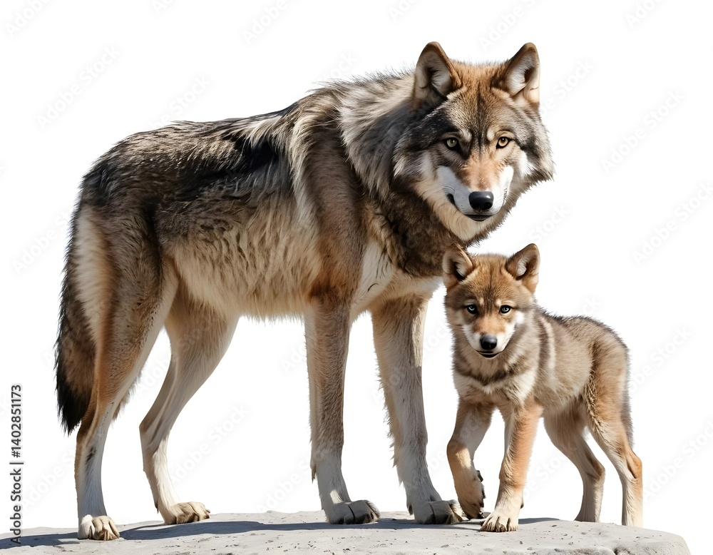 Fototapeta premium Mother Wolf and Pup