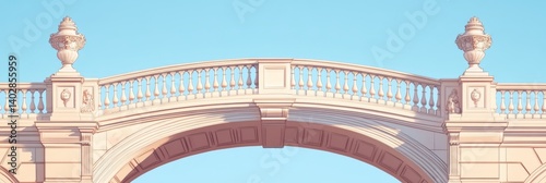 Obraz na płótnie Stone archway with balustrade against a blue sky. w salonie