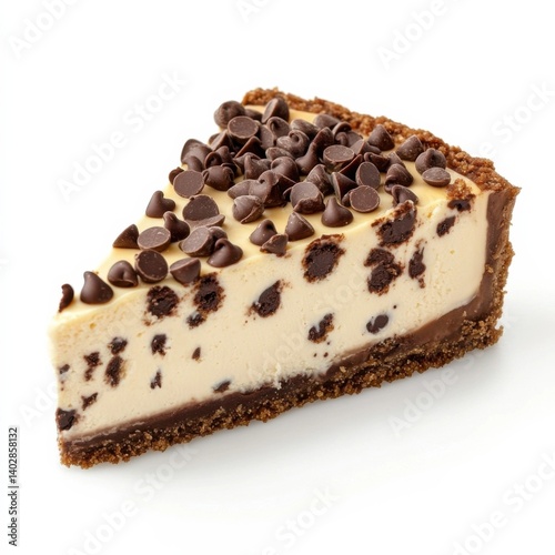 Wallpaper Mural A thick slice of chocolate chip cheesecake with a creamy filling, studded with chocolate chips, and a graham cracker crust Torontodigital.ca