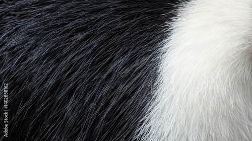 Close-up view of black and white animal fur texture. photo