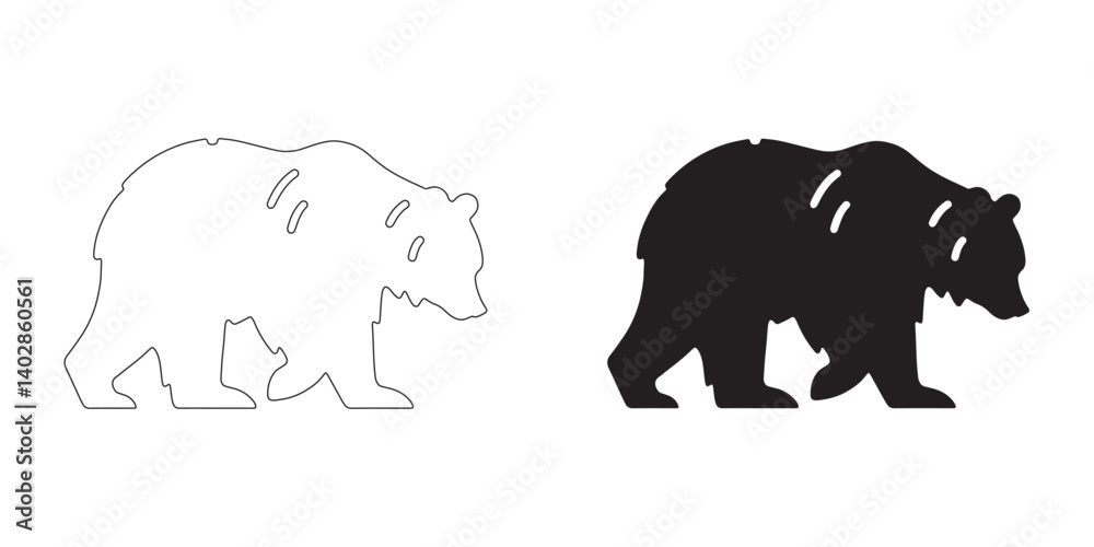 Fototapeta premium Bear Silhouette - Wildlife-Inspired Line Art - High-Resolution Bear Vector - Bear Lineart - Bear Icon