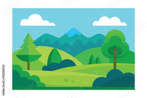 summer landscape with trees