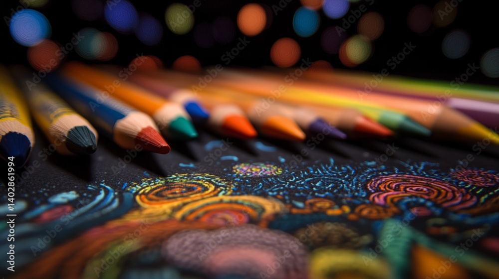 Obraz premium Colorful Crayons on Paper with Creative Scribbles