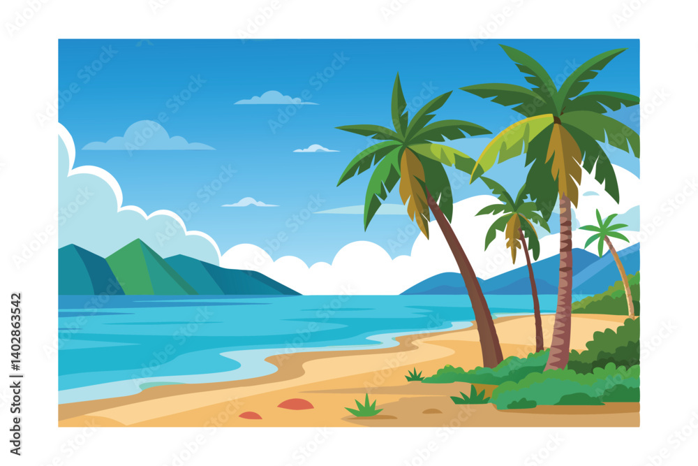 Fototapeta premium tropical beach and palm trees