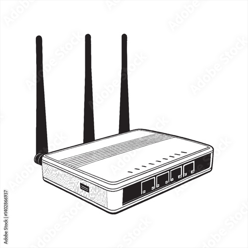 simple black an white wi-fi router vector silhouette .