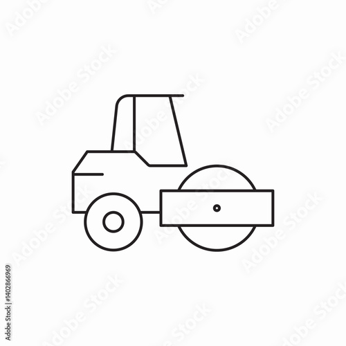 Road roller machine icon vector sign