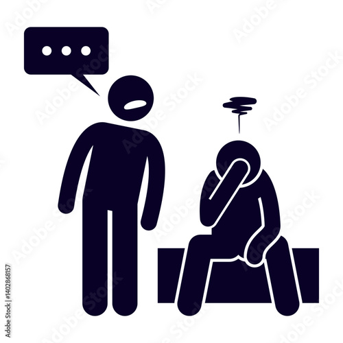 vector illustration of a character talking to his depressed friend