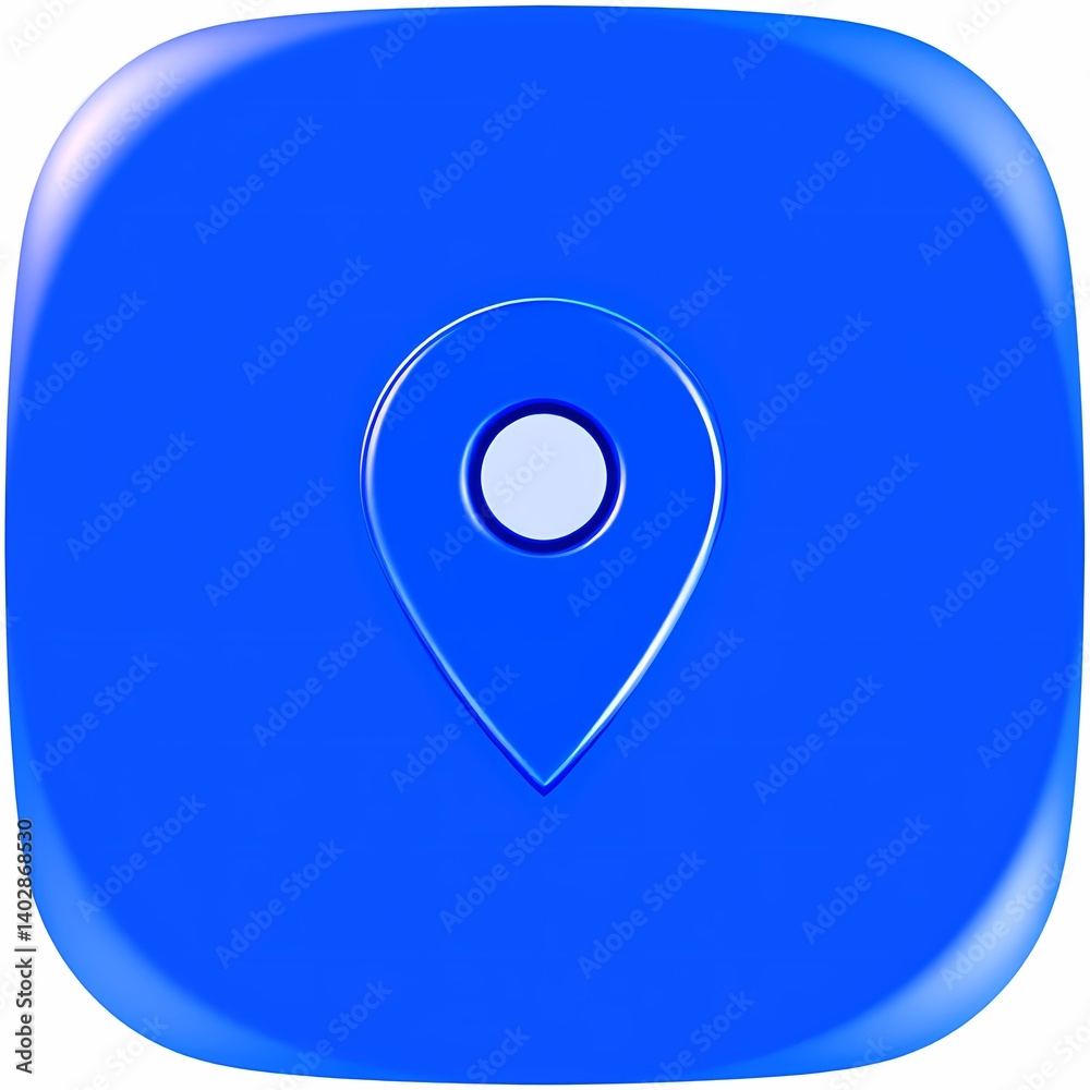 blue location icon 3d isolated on a white background