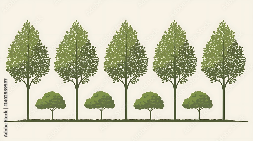 Fototapeta premium Row of Trees, Urban Design