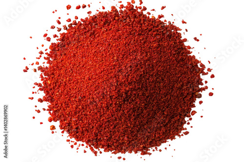 Pile of ground red pepper on transparent background