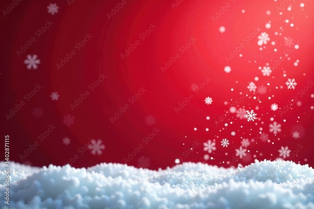 Small snowflakes gently fall against a vibrant red gradient, creating a whimsical and cozy winter ambiance, festive atmosphere, whimsical, red gradient Small snowflakes gently fall against a vibrant red gradient, creating a whimsical and cozy winter ambiance, festive atmosphere, whimsical, red gradient