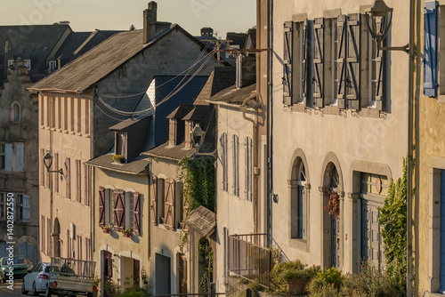 Traditional architecture of a Oloron-Sainte-Marie town, Basque country, France.