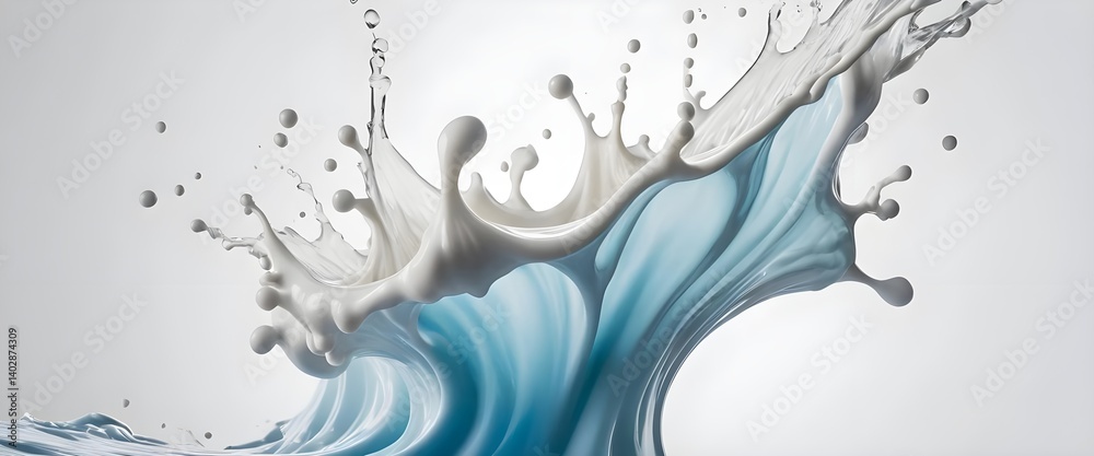 Abstract Milk and Blue Liquid Splash Abstract Milk and Blue Liquid Splash